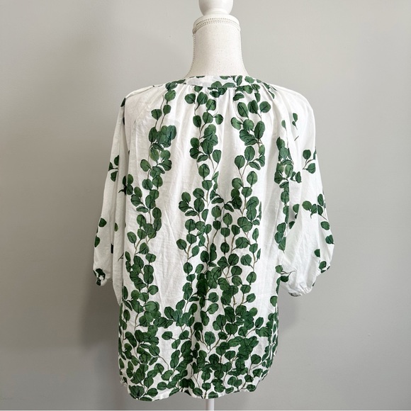 Tuckernuck Womens Ros Garden Tuckernuck Blouse Size Small Green Leaf Vine Print - Picture 3 of 5